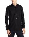 Calvin Klein Sportswear Men's Long Sleeve Stripe Dobby Shirt,Black,Medium