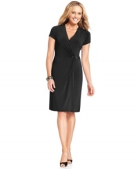 This versatile petite dress from Charter Club features a faux wrap silhouette that instantly flatters. Perfect for a brunch or even for the office! (Clearance)