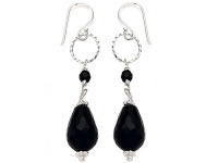 Noah Philippe(tm) Pear Shape Simulated Black Onyx Dangling Drop Earrings in 925 Sterling Silver