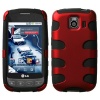 MyBat LGLS670HPCSK002NP Titanium Fishbone Protective Case for LG Optimus S/Optimus U/Optimus V - 1 Pack - Retail Packaging - Red/Black