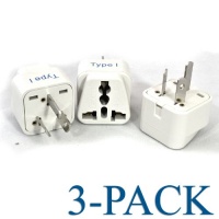 Ceptics Grounded Universal Plug Adapter for Australia, China (Type I) - 3 Pack