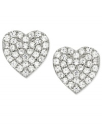 Sparkling hearts they'll love. CRISLU's children's earrings are embellished with shimmering cubic zirconias (1/25 ct. t.w.) and set in platinum over sterling silver. Approximate diameter: 1/3 inch.