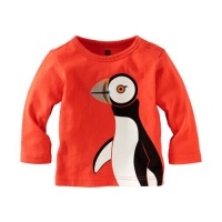 Tea Collection Baby-Boys Infant Puffin Tee, Vermillion, Medium