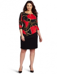 AGB Women's Plus-Size Colorblock Boat Neck Dress