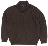 Club Room Men's Solid Quarter Zip Cashmere Mockneck Sweater (Porcupine Brown)