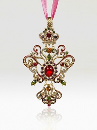 The Annual Ornament is a charming tradition inspired by an alphabet of shapes from the original Heritage Collection. This beautiful design features a large faceted ruby crystal held at the top by a small crown. Glass and Swarovski crystals3W X 5¼H X ¼DHandmadeImported