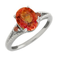 2.31 Ct Azotic Ecstasy Topaz Cognac Diamond Silver Ring