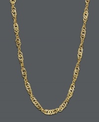 Add a long layer of intricate links for the ultimate style boost. Necklace features a hollow Singapore link chain crafted in 14k gold. Approximate length: 30 inches. Approximate width: 1.8 mm.