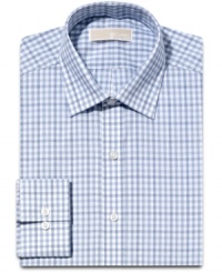 With a fine check pattern, this Michael Kors dress shirt takes you from solid to standout.