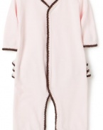 Margery Ellen Baby Pima Long Sleeved Ruffle Romper, Pink/Moca, 0-3 Months