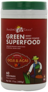 Amazing Grass Berry Flavor Drink Powder-60 Servings, Green SuperFood, 17-Ounce Container