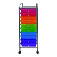 Advantus 10-Drawer Rolling Organizer, 37.6 x 13 x 15.4 Inches, Multi-Colored (AVT34004)