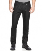 Dark territory. These black wash coated jeans add sleek style to your denim look.