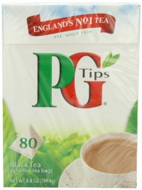 PG Tips Black Tea, Pyramid Tea Bags, 80Count Boxes (Pack of 4)