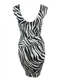 B44 Dressed by Bailey 45 womens black beige ocelot zebra dress S