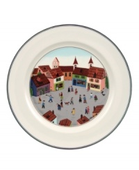 Villagers run errands and exchange news on these quaint Design Naif dinner plates, featuring premium Villeroy & Boch porcelain.