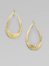 From the Crinkle Collection. Cutout teardrops of hammered 18k gold make a bold yet elegant statement.18k gold Length, about 3 Ear wire Imported