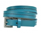 Teal Triple Wrap Belt Buckle Stitched Leather Bracelet Fashion Cool Strap Punk