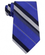 Contrast stripes take any outfit to a new level with this silk tie from Calvin Klein.