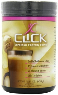 CLICK Espresso Protein Drink, Vanilla Latte (14-Servings), 15.31-Ounce Container