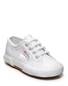 Superga offers up a classic running sneaker look in lightweight canvas, a comfy way to send them to school with style.