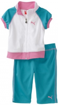 Puma - Kids Baby Girls Infant Zip Jacket And Mesh Capri Set, Blue Bird, 18 Months