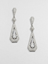 EXCLUSIVELY AT SAKS. A vintage-inspired style featuring hand-set, brilliant pavé crystals in a framed chandelier drop design. CrystalsCubic zirconiaRhodium-plated brassDrop, about 2.25Post backImported 