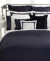 A solid 4 sateen cuff adds bold contrast to this Lauren Ralph Lauren flat sheet, featuring the Glen Plaid tone-on-tone jacquard pattern in white woven cotton. Also features a smooth 330 thread count.