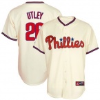 MLB Philadelphia Phillies Chase Utley Ivory Alternate Short Sleeve 6 Button Synthetic Replica Baseball Jersey Spring 2012 Men's