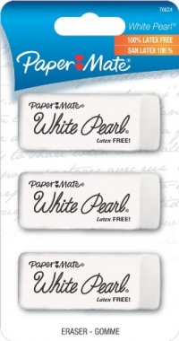 Paper Mate White Pearl Premium Erasers, 3 Erasers(70624)