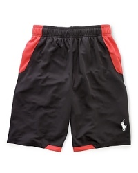 Updated with a cool color-blocked design, a classic mesh athletic short offers breathable comfort and sporty style.