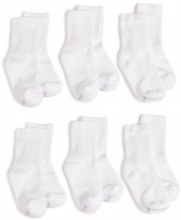 Hanes Girls Six Pack White Crew Sock