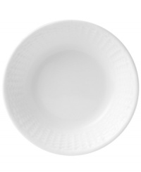 Nantucket Basket is a fine, all-white Wedgwood china dinnerware and dishes pattern with an embossed basket-weave pattern on the edges.