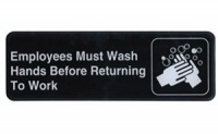 3''x9'' Restaurant Sign, Black, Employee Must Wash Hand