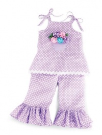 Baby Buds Flower Pot Flarey 2 Pc Outfit, Purple/White, 2T/3T