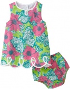 Lilly Pulitzer Baby-Girls Newborn Lilly Loopy Shift Dress, New Green Bloomin Cacoonin, 6-12 Months