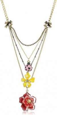 Betsey Johnson Hawaii Luau Flower Three-Row Necklace