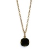 Catherine Popesco 14K Gold Plated Necklace with Square Jet Black Swarovski Crystal Pendant