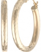 Duragold 14k Yellow Gold Bright-Cut Hoop Earrings