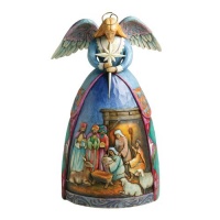 Jim Shore Heartwood Creek Angel with Nativity Scene Figurine, 10.5 Inch