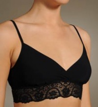 Commando Wire-free Bralette with Tulip Lace, S/M, Black