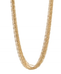 Make a style statement in luxurious layers. Kenneth Cole New York necklace features ten strands of long, gold tone mixed metal chains. Approximate length: 32 inches + 3-inch extender.