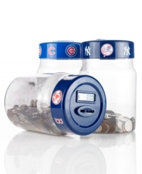 Stash your spare change and show support for your favorite team with the cool convenience of this digital MLB coin jar from EB Giftware.