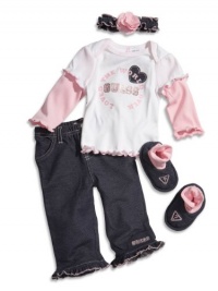 GUESS Kids Girls Baby GUESS Kids Girls Tee and Pant Set, WHITE (3/6M)