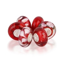 Bling Jewelry Garnet Color Murano Glass Bead Bundle Sets Sterling Silver Fits Pandora