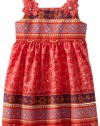 Blueberi Boulevard Girls 2-6X TG Aztec Print Sundress, Coral, 3T