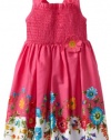 Blueberi Boulevard Girls 2-6X Floral and Smock Sundress, Fuschia, 6x