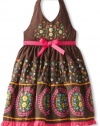 Blueberi Boulevard Girls 2-6X Medallion Tiered Floral Sundress, Brown, 6