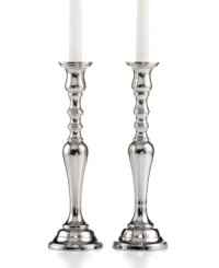 It's all about ambiance. Handcrafted in polished nickel plate, Hampton candlesticks from Leeber bring good old-fashioned grandeur to light.