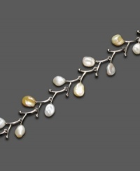 Beautiful, naturally-designed style. This bracelet features Keishi cultured freshwater pearls (7.5 mm-8.5 mm) set in sterling silver. Approximate length: 7 inches.